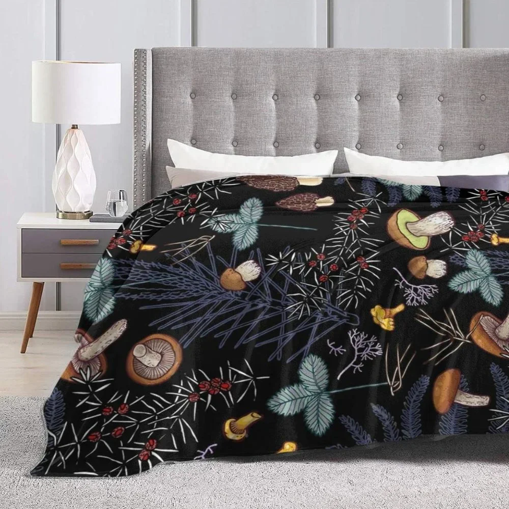 Wild Forest Mushrooms Throw Blanket